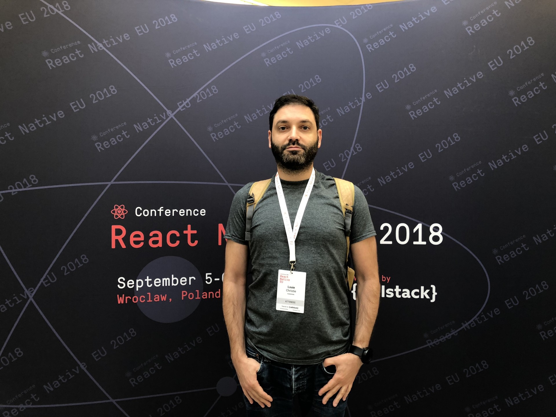 Louie Christie at React Native conference photo 2018