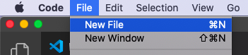 Menu, new file
